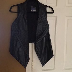 NWT Black leather vest